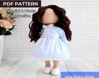 9 Inch Doll Clothes PDF Pattern Long Sleeve Dress Sewing Tutorial