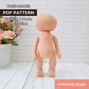 Modello del corpo in PDF e modello di cucito, creazione di bambole artigianali fai da te, modello del corpo della bambola in PDF, modello per il corpo della bambola da 11 pollici