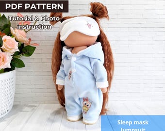 11 Inch Doll Clothes PDF Pattern: Jumpsuit & Sleep Mask Sewing Tutorial