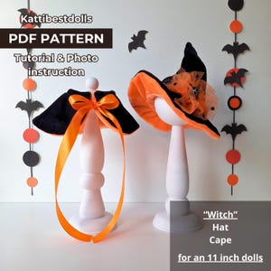 Witch Hat, Cape Sewing Pattern for 11 Inch Dolls (PDF Pattern)