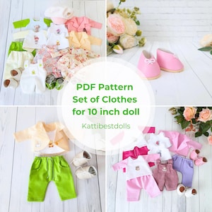 PDF Pattern of Clothes for Textile Doll 10 inches, Clothes for Doll Tilda, Sewing template PDF, Set of clothing patterns, Doll clothes, Doll