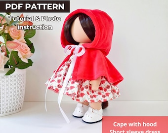 11 Inch Doll Clothes Sewing Pattern: Red Riding Hood Cape & Dress (PDF Pattern)