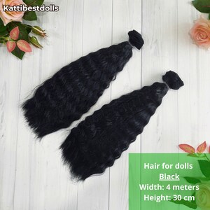 Black Wavy Doll Hair: 30cm, 4 Meter Synthetic Hair for Rag Dolls