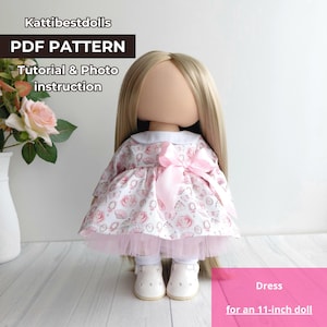 PDF-mönster för dockklänning i 28 cm, DIY-sömnadsguide (A4-storlek)