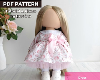 11 Inch Doll Dress PDF Pattern, DIY Sewing Tutorial (A4 Size)