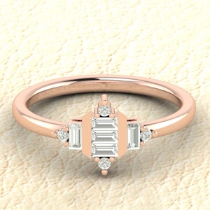 Art Deco Ring | Baguette zircon Ring | Unique Art Deco Wedding Ring | Geometric Art Deco Ring | Art Deco Baguette Ring | Gift for her