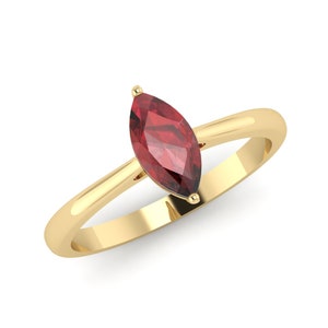 Red Garnet Solitaire Engagement Ring, Stack Able Ring, 925 Sterling Silver Garner Birthstone Ring, Gift for her, Love Promise Ring
