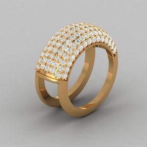 New Lunching Oura 5 Jacke Ring, Art-Deco-Kuppel Oura Diamant Cover Ehering, 14k Gelbgold Wache Moissanite ClusterEnhancer Frauenring