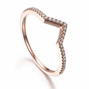 Chevron V shape ring | crown Love promise gift ring | gift for Her | curved ring | valentine ring | Engagement ring | Shanpe band ring
