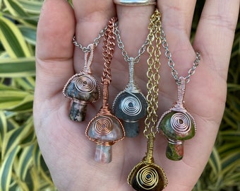 crystal mushroom necklace