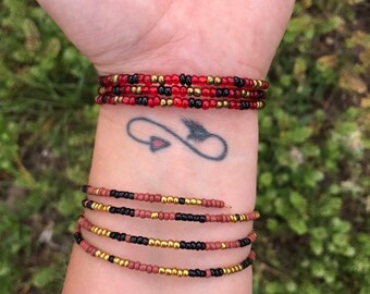 Fsu/UF/Ucf Glass Bead Memory Wire Bracelets / Fsu Jewelry / UF Jewelry / Ucf Jewelry / College Apparel / Handmade Jewelry / Florida College