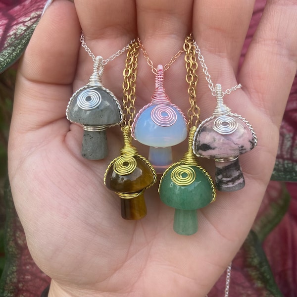 Crystal Mushroom Necklace Etsy
