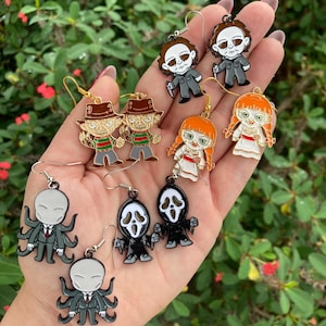 Horror Figure Earrings / Scary Movie Earrings / Michael Myers / Halloween Dangle Earrings / Freddy Kreuger / Annabelle / Slenderman