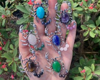 Crystal Scorpion Necklace / Scorpio Necklaces / Gemstone Necklace /Scorpion Crystals / Scorpio Season / Crystal Pendant / Wire Wrapped Gems