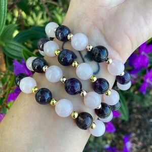 Amethyst & Rose Quartz Bracelet / Crystals for Grief / Grieving Bracelet / Rose Quartz Jewelry / Amethyst Jewelry / Crystal Bracelet / Gems