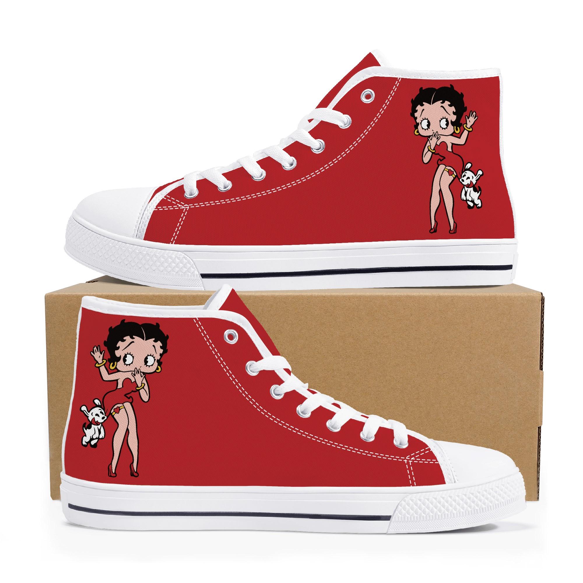 BETTYBOOP　ハイビスカス柄　上下セット　レトロ Betty Boop Shoes Betty Boop High Top Canvas Shoes Betty Boop