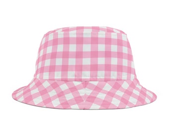 Pink Plaid Bucket Hat Pink Gingham Bucket Hat