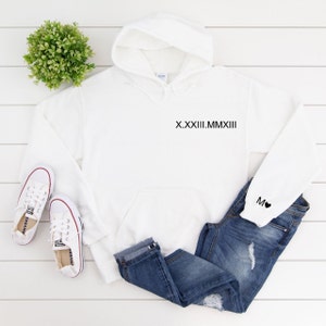 Couples Hoodie / Date Hoodie / Roman Numerals Hoodie / Anniversary Gift / Couples Sweatshirt with a Hood