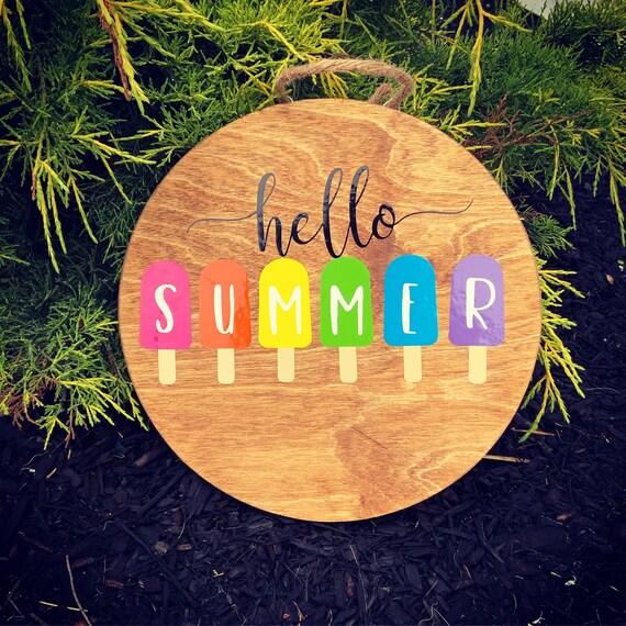 Hello Summer Door Hanger Front Door Decor Summer Door Sign