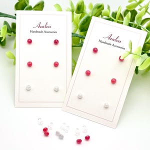Non-Metal Metal Free Earrings / VERY TINY Circle Resin Earrings Plastic / Silicon Post / Hypoallergenic Studs / 3 pairs / Pink set
