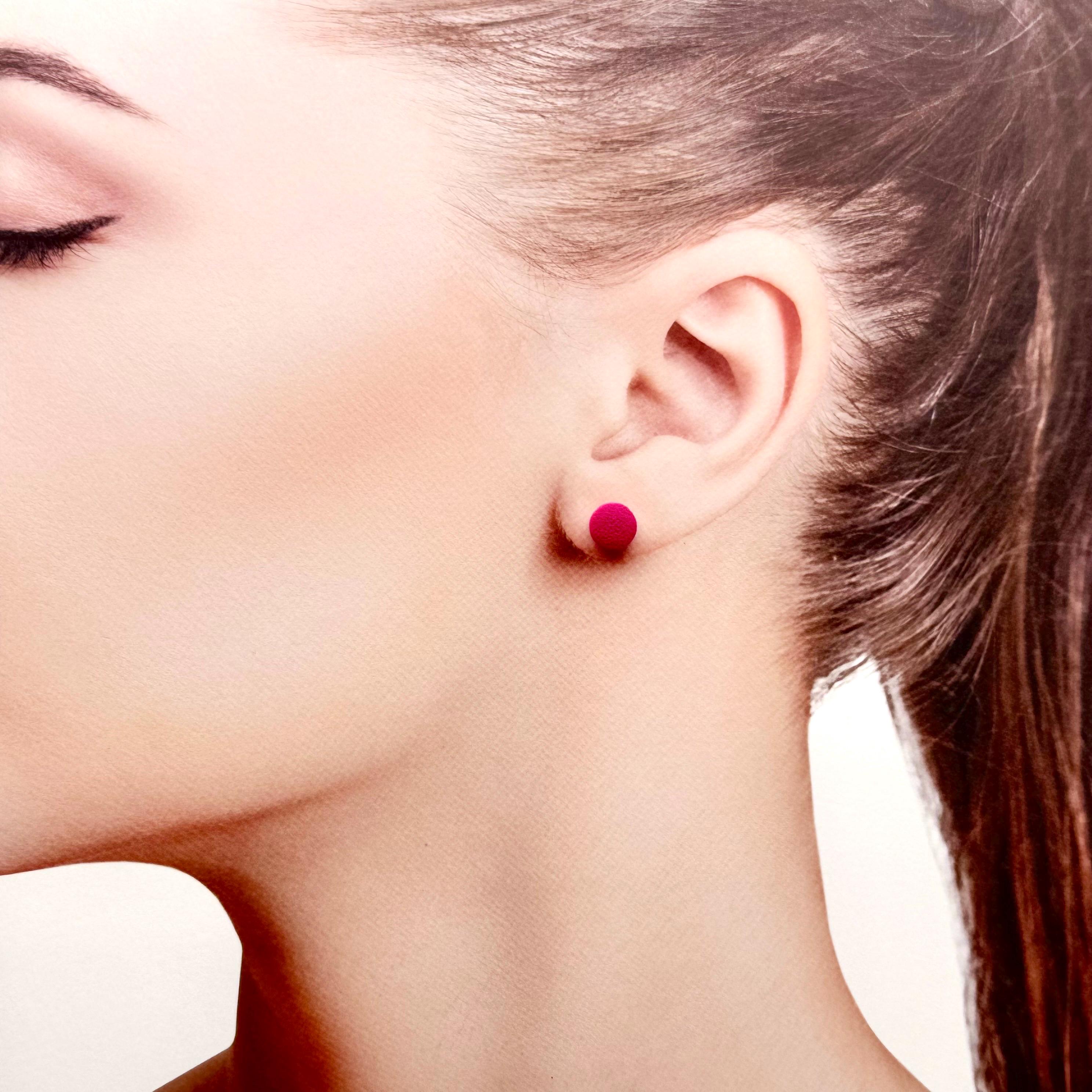 Orecchini Senza Metallo / Parte Posteriore In Silicone / Borchie Ipoallergeniche / Piccolo Cerchio Da 8 Mm / Argilla Polimerica / Mix Viola Blu Bianco / 1 Paio - Italia - Foto 3