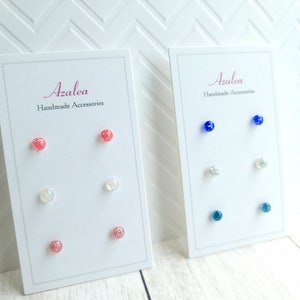 Non-Metal Metal Free Earrings / VERY TINY Circle Resin Earrings Plastic / Silicon Post / Hypoallergenic Studs / 3 pairs / Blue or Pink