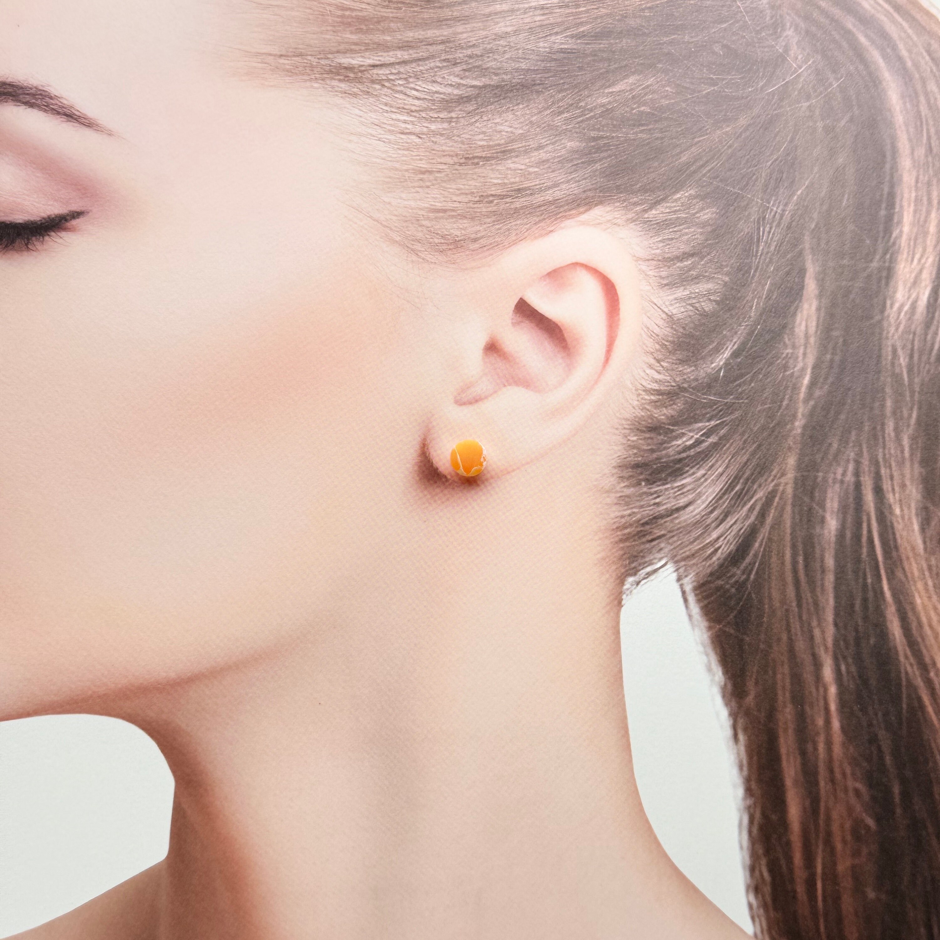 Orecchini Senza Metallo / Parte Posteriore In Silicone / Borchie Ipoallergeniche / Piccolo Cerchio Da 8 Mm / Argilla Polimerica / Mix Viola Blu Bianco / 1 Paio - Italia - Foto 7