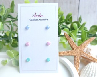 Spring Limited Edition / Non-Metal Metal Free Earrings / VERY TINY Circle Earrings Plastic / Silicone Post / Hypoallergenic Studs / 3 pairs