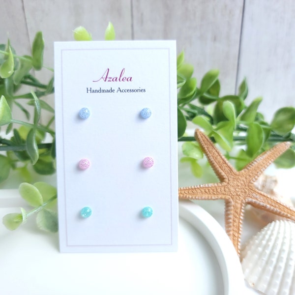 Spring Limited Edition / Non-Metal Metal Free Earrings / VERY TINY Circle Earrings Plastic / Silicone Post / Hypoallergenic Studs / 3 pairs