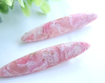 Hair Accessories / Hair Clip with Polymer Clay / Pink White Gold mix / 60mm / Alligator Clip