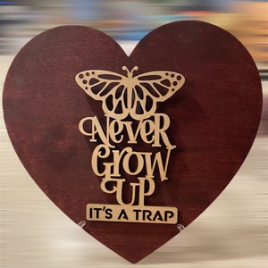 Never grow up wall hanging.
