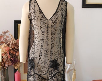 Rare ! 20s beaded dress - Art Deco - French 20s Flapper beaded dress