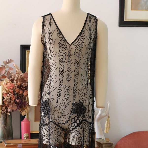 Rare ! 20s beaded dress - Art Deco - French 20s Flapper beaded dress