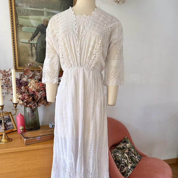 Robe antique en coton 1910 - Edwardian tea dress