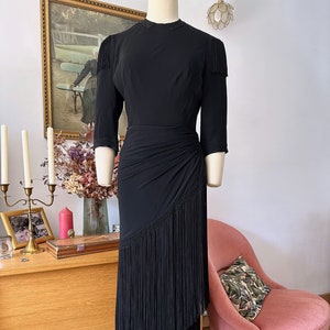 30s/40s Black Crepe Dress - Size XS