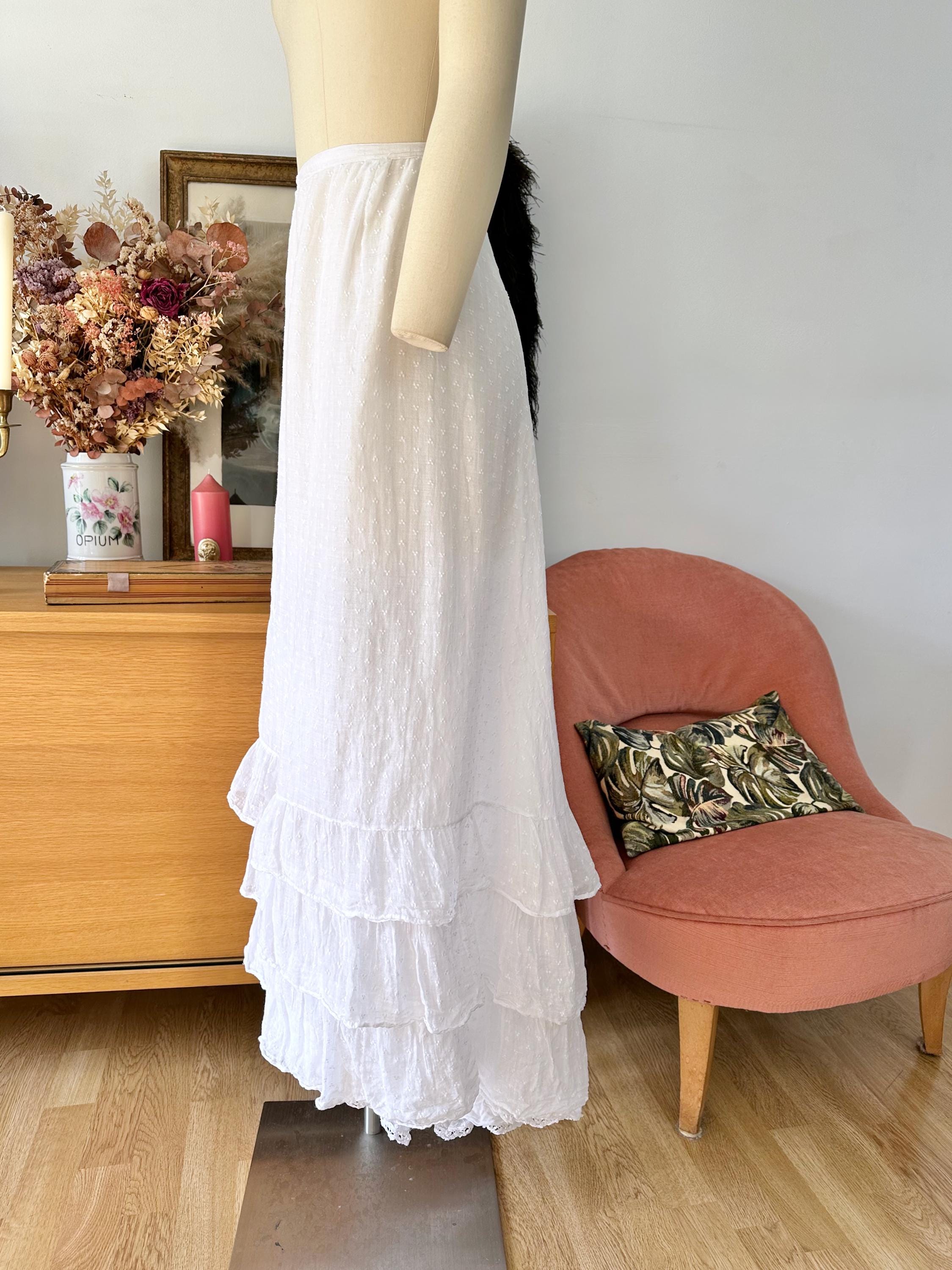 RARE! Antique Edwardian Skirt C.1900 Cotton & Frills - Edwardian 