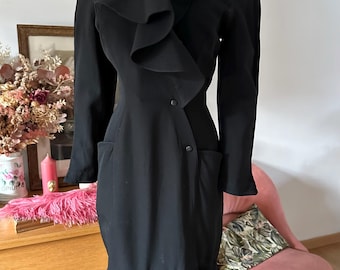 Thierry Mugler tuxedo dress - Vintage couture coat dress - Made in France