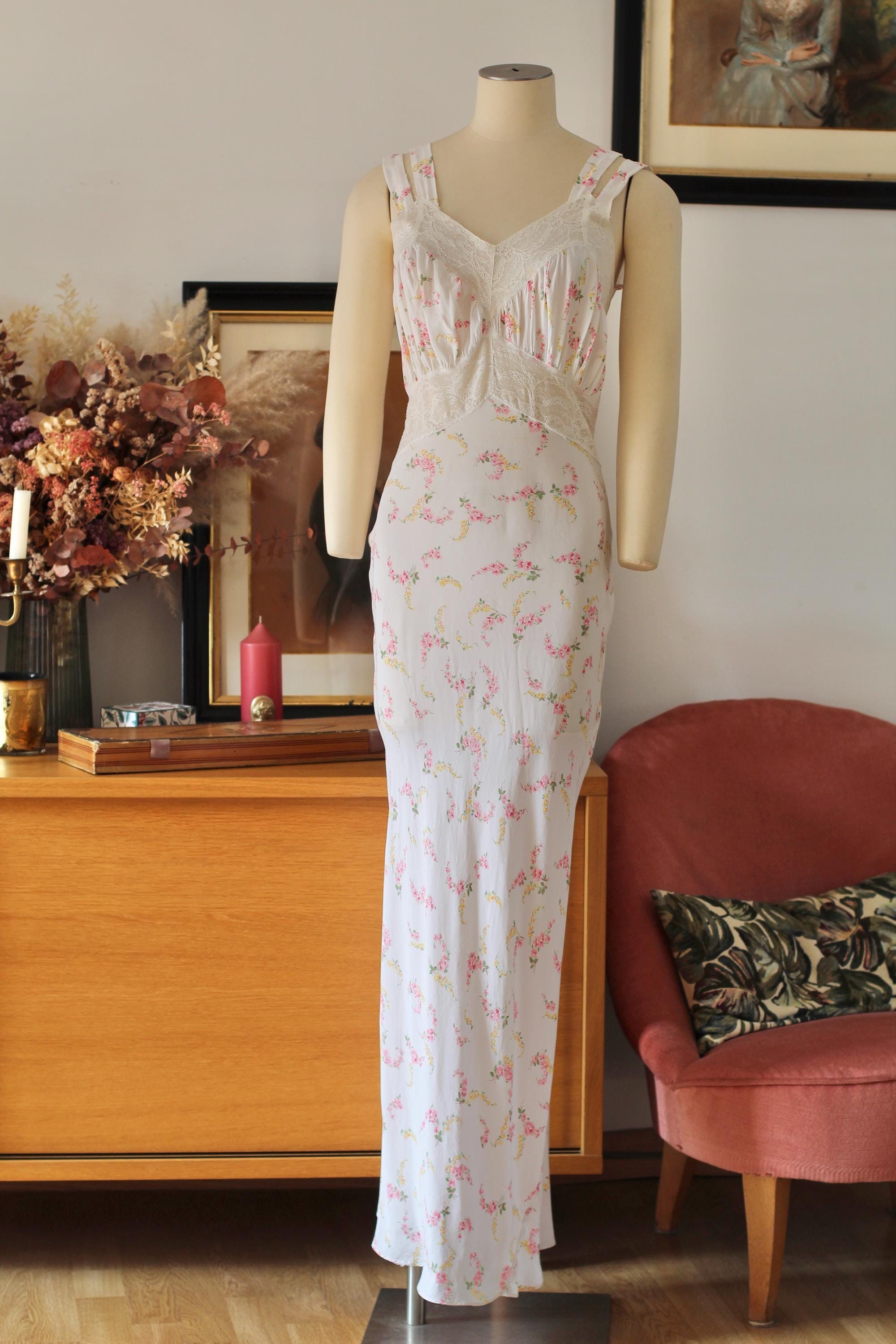 Floral Nightgown Dress - French Vintage Nightgown