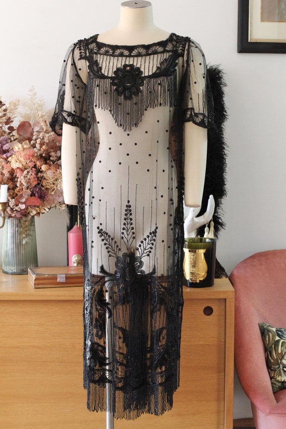 art deco beaded dress Long Prom Dress with Art-Deco Beads