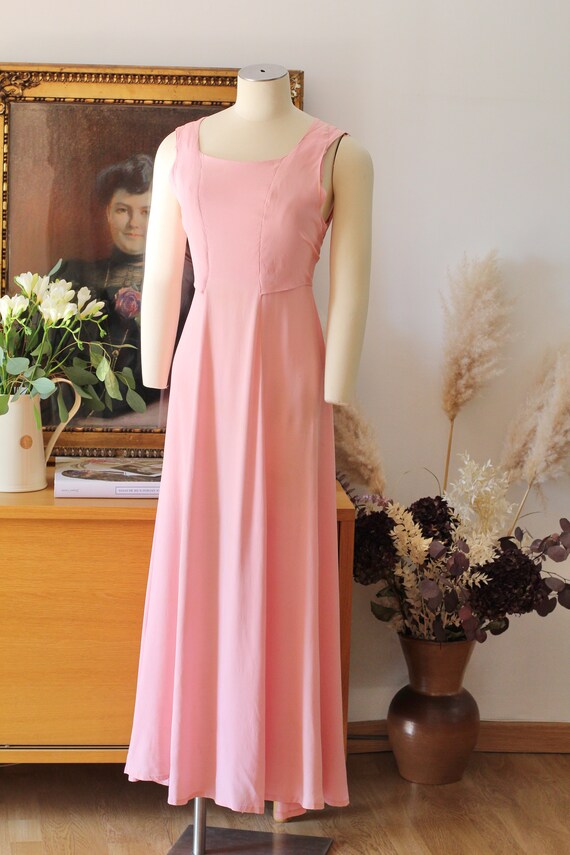 Rare 30s nightgown and bed jacket set in pink crepe Gem