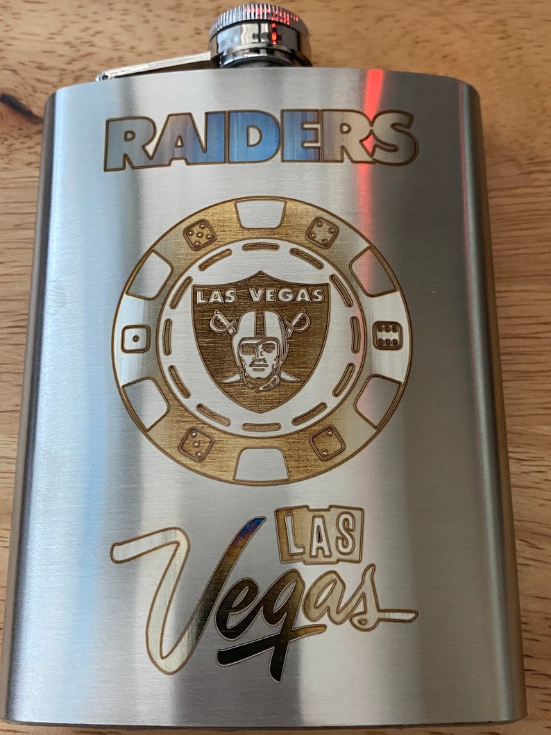 Las Vegas Raiders Laser Engraved Flask Etsy