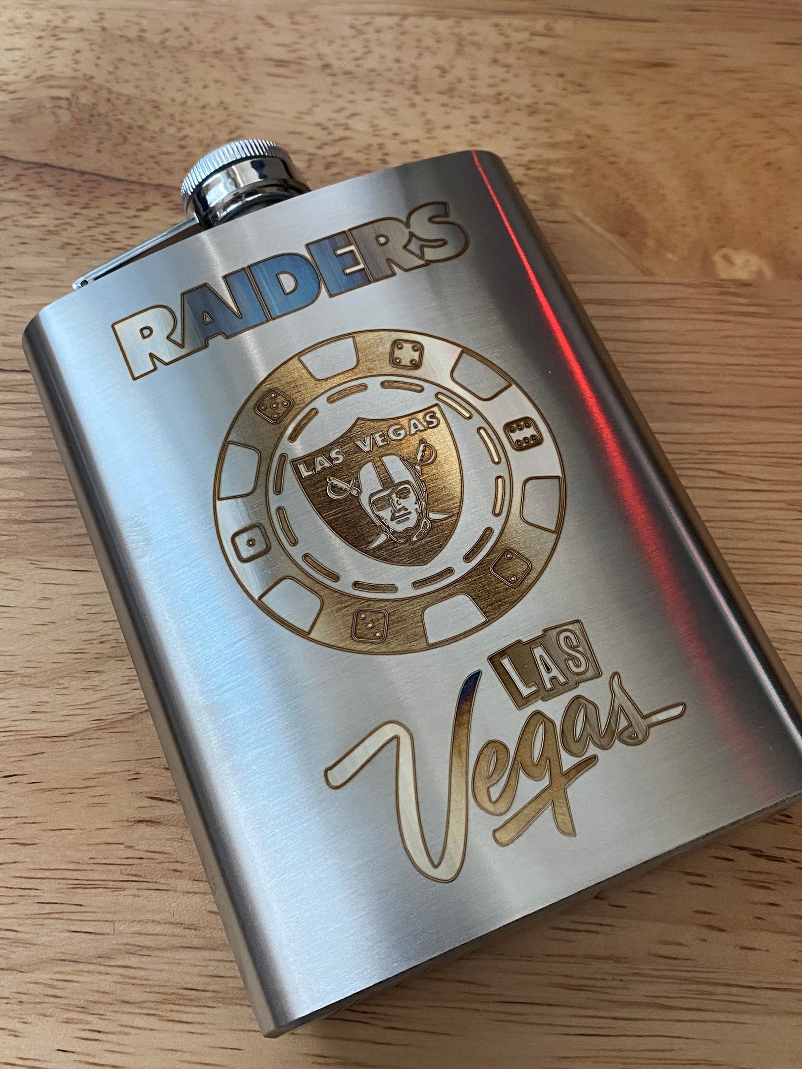 Las Vegas Raiders Laser Engraved Flask Etsy