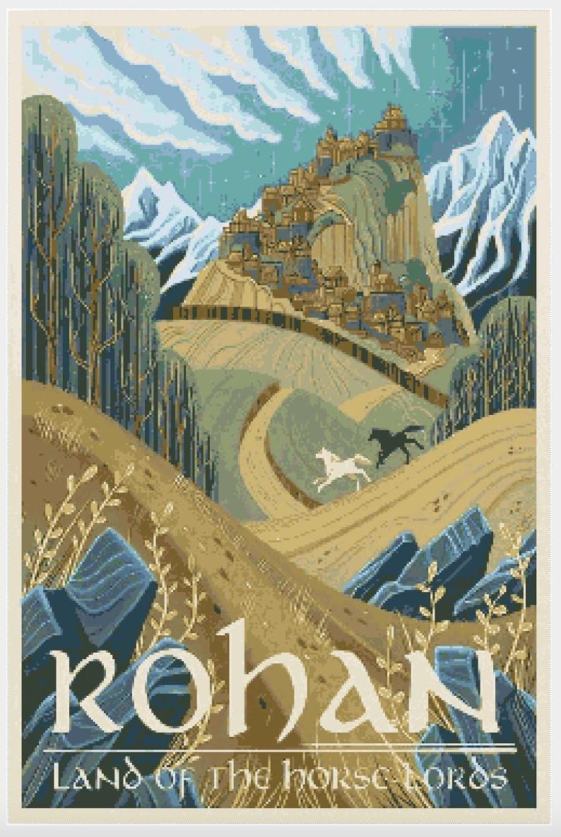 Rohan Travel Poster Cross Stitch Pattern | Middle-earth Fantasy ...