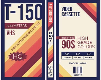 Patrón de punto de cruz de cinta VHS retro / Diseño nostálgico de los 80 y 90 / Descarga en PDF