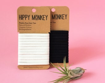 12 Organic Cotton Hair Ties | Plastic Free Rubber Hair Ties | Biodegradable Elastic Hair Ties | Hair Ties | Eco Friendly | Zero Waste