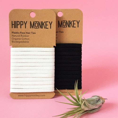 12 Organic Cotton Hair Ties Plastic Free Rubber Hair Ties Etsy