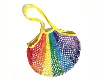 Cotton Rainbow French Market Bag | String Net Market Bag | Eco Friendly Products | Produce Bag | Zero Waste | Mesh String Bag | Grocery Bag