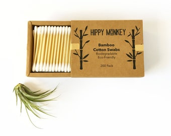 Bamboo Cotton Swabs | 200 pack | Eco Friendly Cotton Buds | Biodegradable | Plastic Free | Plastic Free Swabs | Cotton Buds | Zero Waste