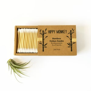 Bamboo Cotton Swabs | 200 pack | Eco Friendly Cotton Buds | Biodegradable | Plastic Free | Plastic Free Swabs | Cotton Buds | Zero Waste