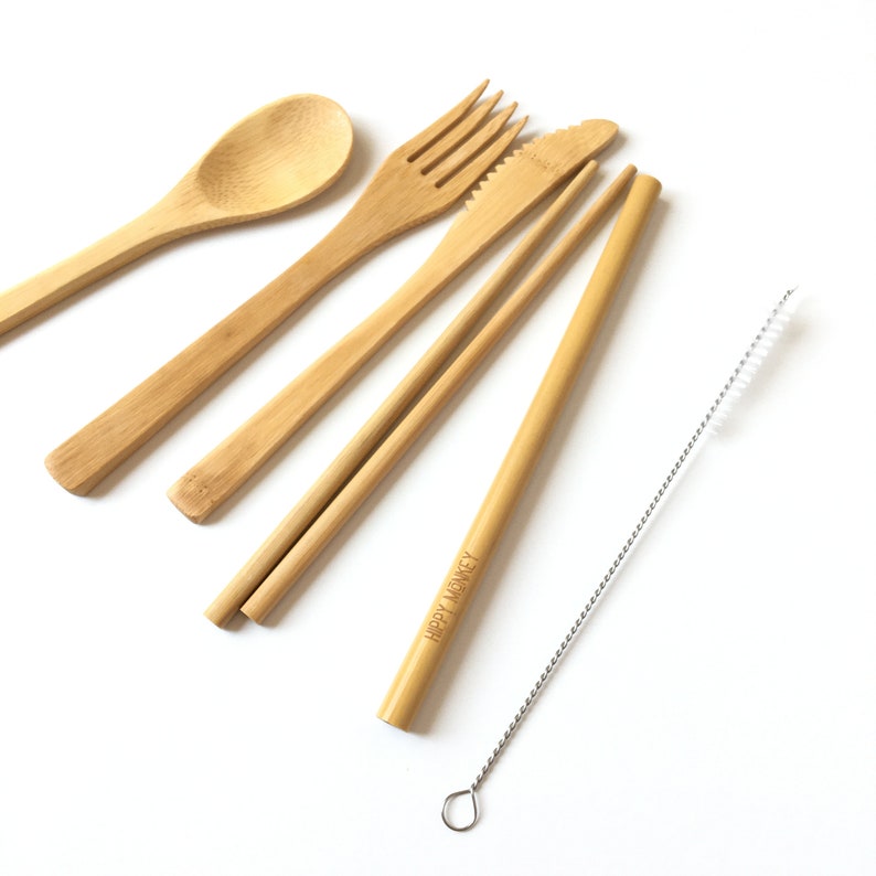 Reusable Bamboo Cutlery Set Lavender Eco Friendly Travel Utensils Camping Utensils Bamboo Zero Waste Cutlery Zero Waste Gift image 4